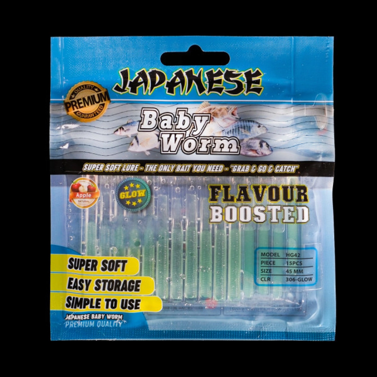 Japanese Baby Worm 4.5 cm Blue Glow LRF Silikonu