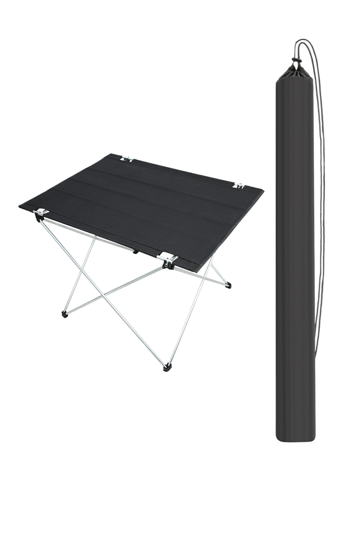 Katlanabilir Kumaş Kamp Ve Piknik Masası , Siyah Renk, Geniş Model 73 X 55 X 48 cm , Çantalı