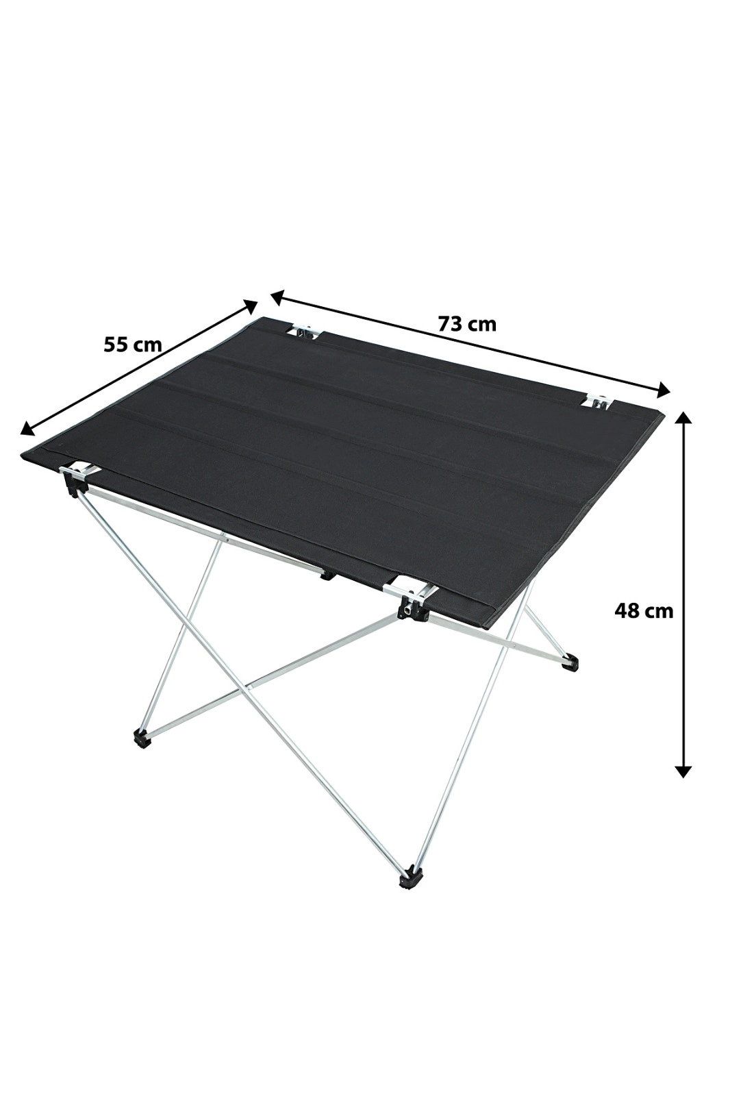 Katlanabilir Kumaş Kamp Ve Piknik Masası , Siyah Renk, Geniş Model 73 X 55 X 48 cm , Çantalı