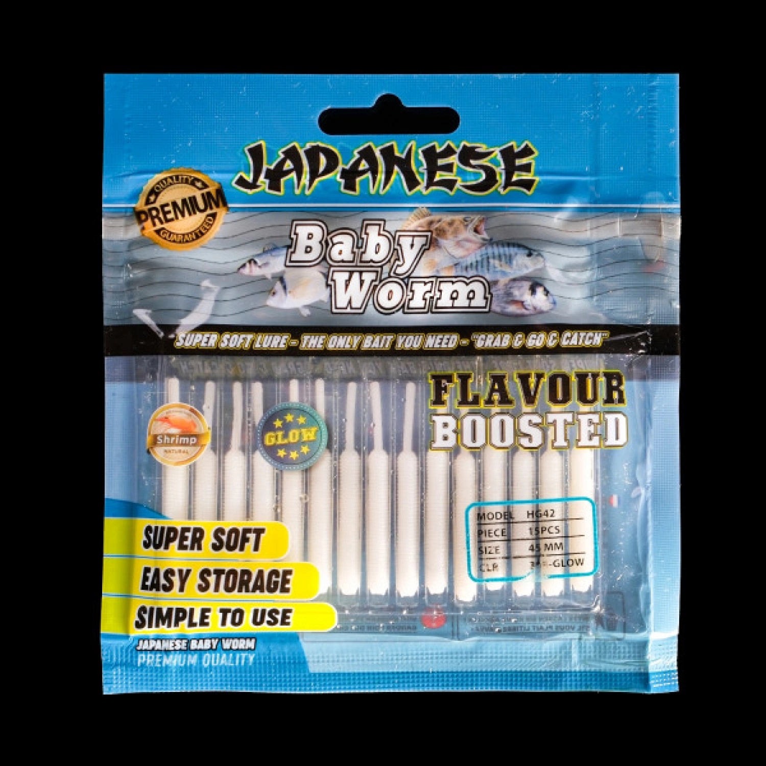 Japanese Baby Worm 4.5 cm White Glow LRF Silikonu